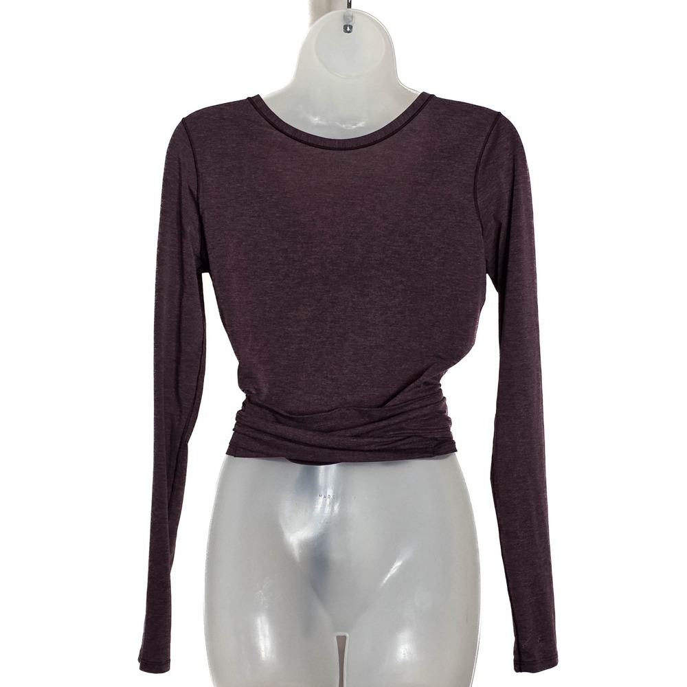 Lululemon Tied‎ To It Wrap Top M Purple Black Cherry 2 Way Yoga Cropped - Picture 2 of 5